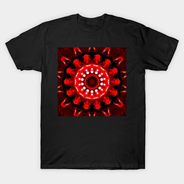 Ominous Red Kaleidoscope pattern (Seamless) 13 T-Shirt by Swabcraft